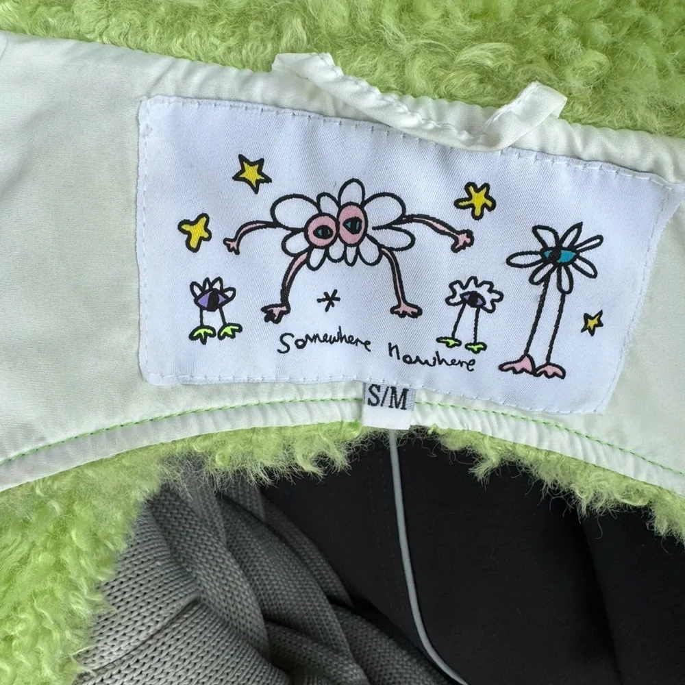 Lime Green Cropped Teddy Jacket with Collar size S/M - Picture 8 of 8